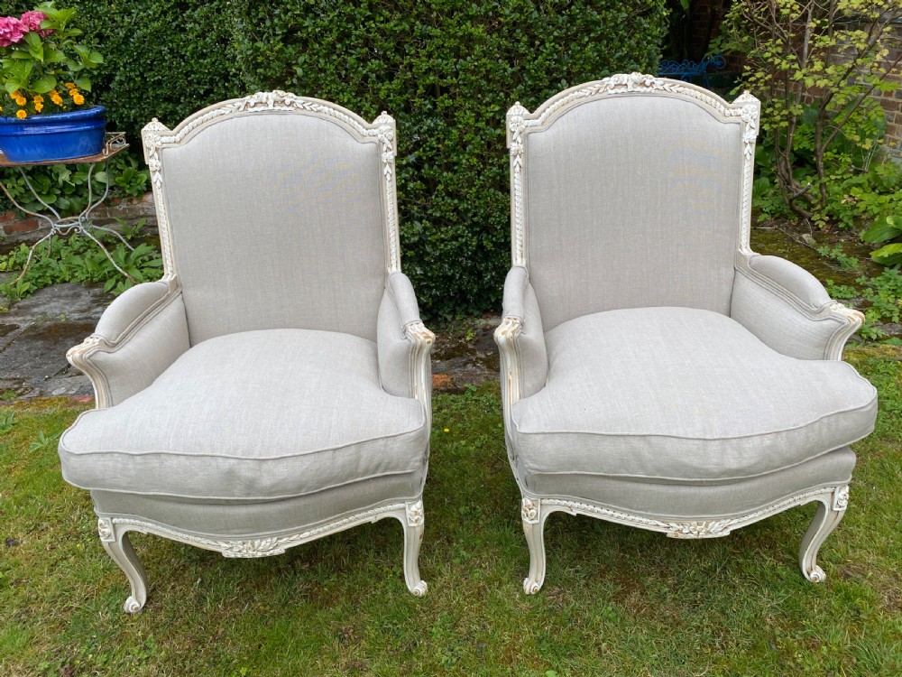 Pair of large French armchairs 