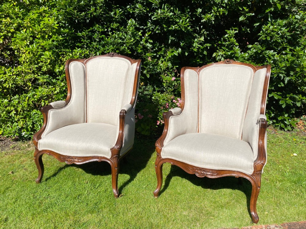 Pair of well carved walnut Bergere armchairs  View II