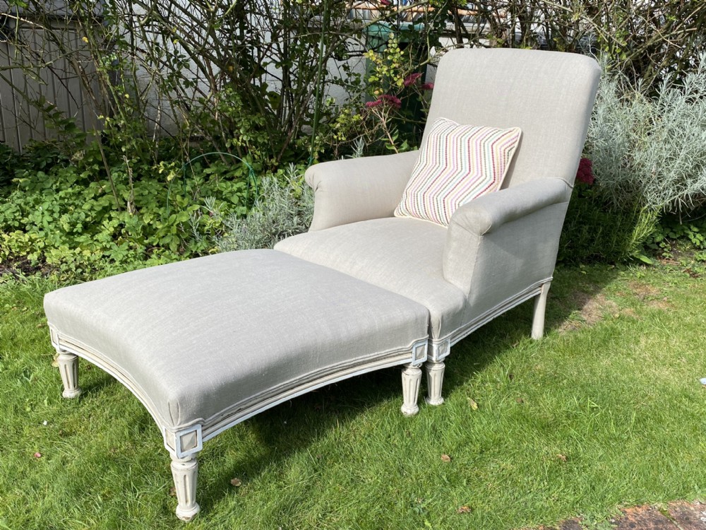 Upholstered armchair and stool 