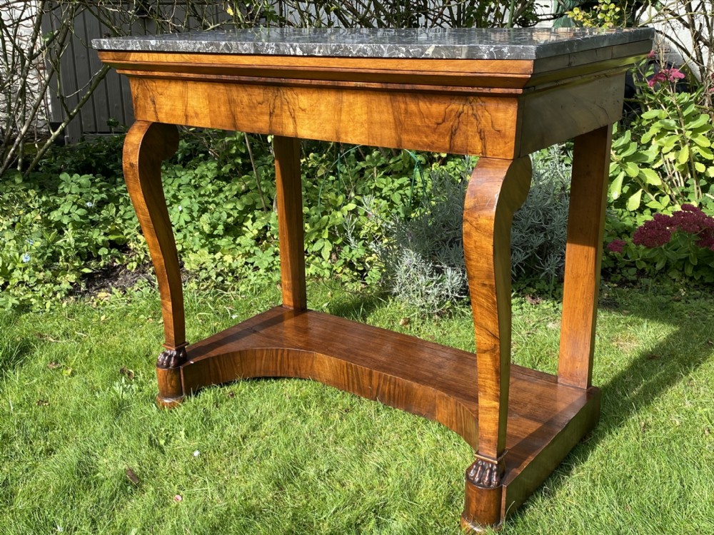 French figured walnut console table 