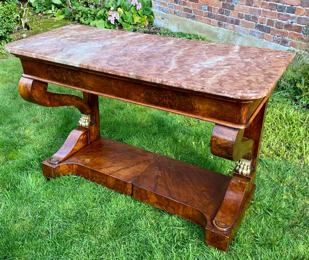 Burr walnut console table  View VI