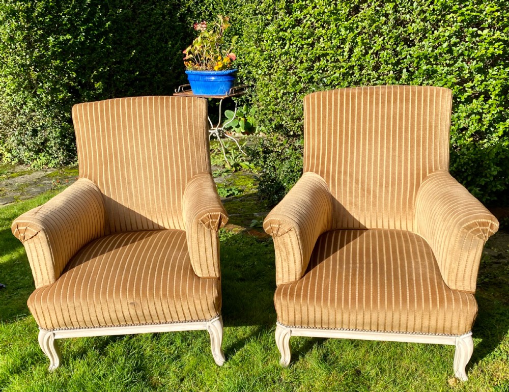 Pair of large painted armchairs