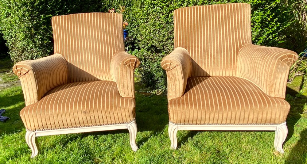 Pair of large painted armchairs View II