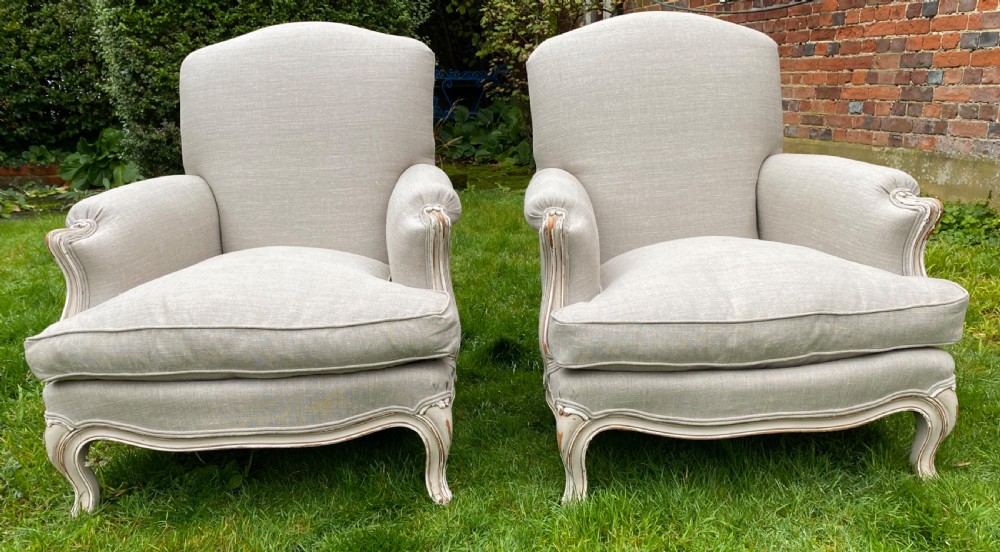 Pair of large bergere armchairs 