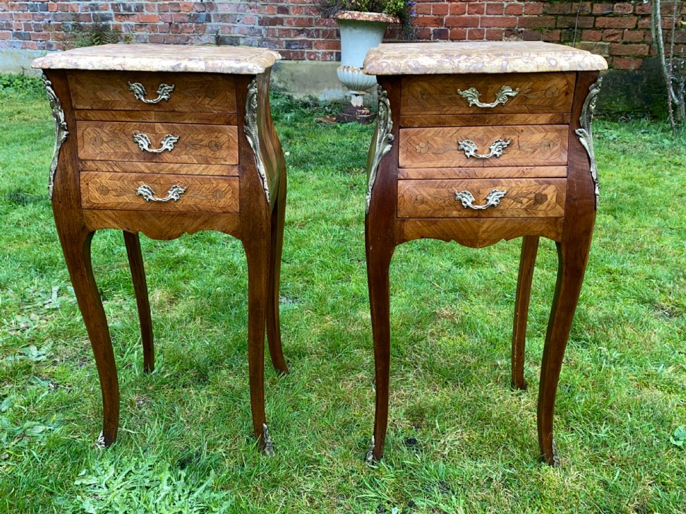 Pair of French marquetry bedside tables  View VII