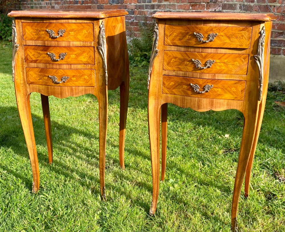 Pair of French Louis XV style bedside tables 