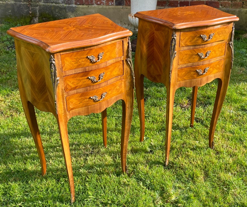Pair of French Louis XV style bedside tables  View II