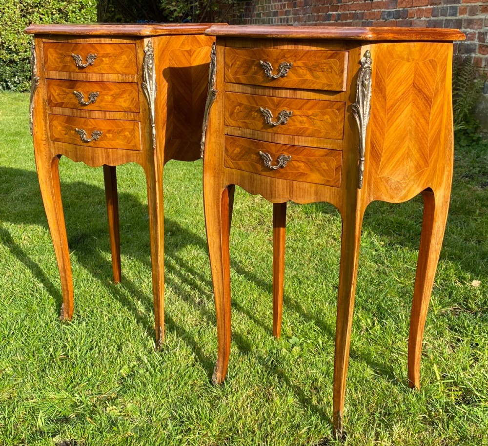 Pair of French Louis XV style bedside tables  View III