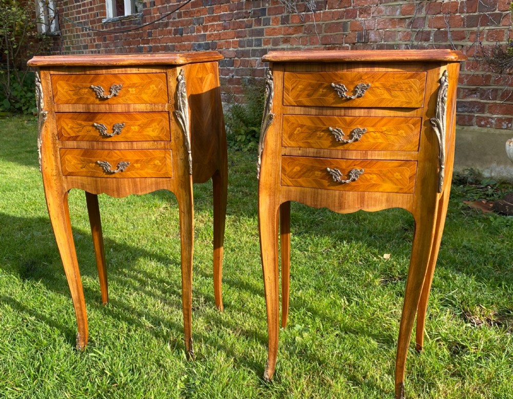 Pair of French Louis XV style bedside tables  View VI