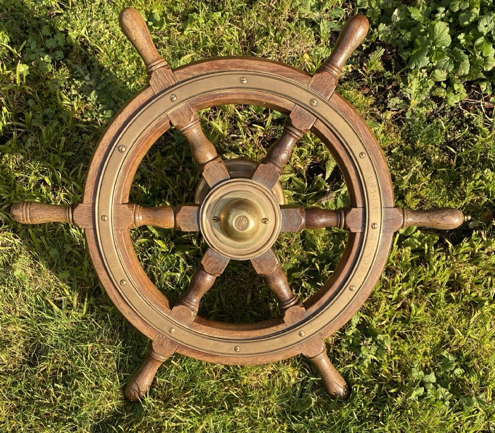 Oak and brass ships wheel