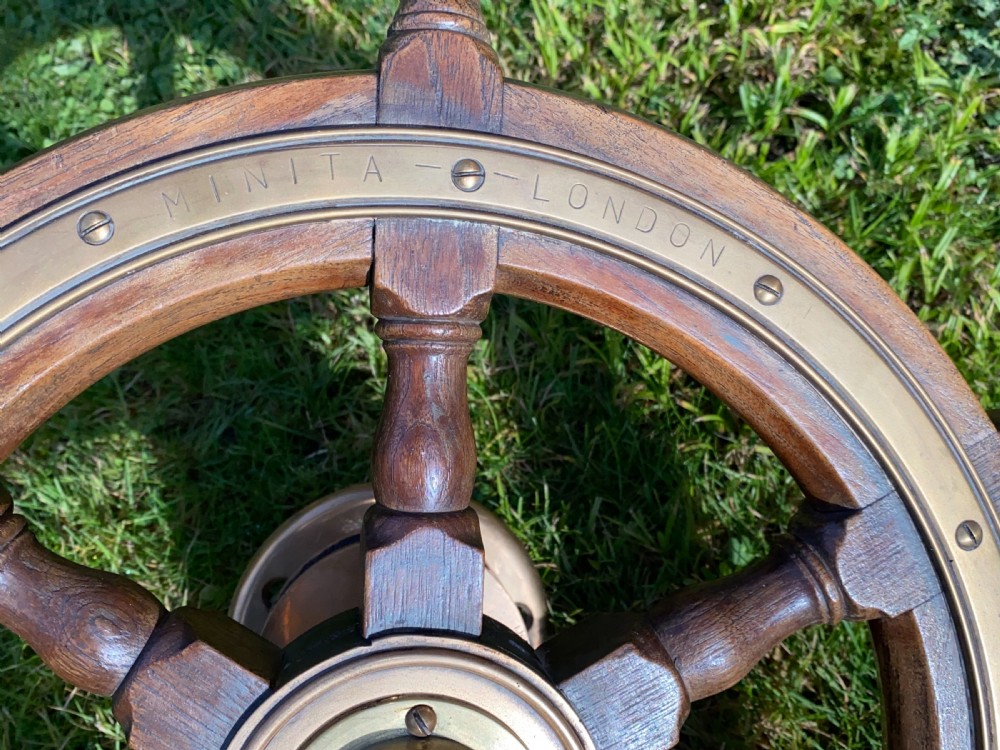 Oak and brass ships wheel View VII