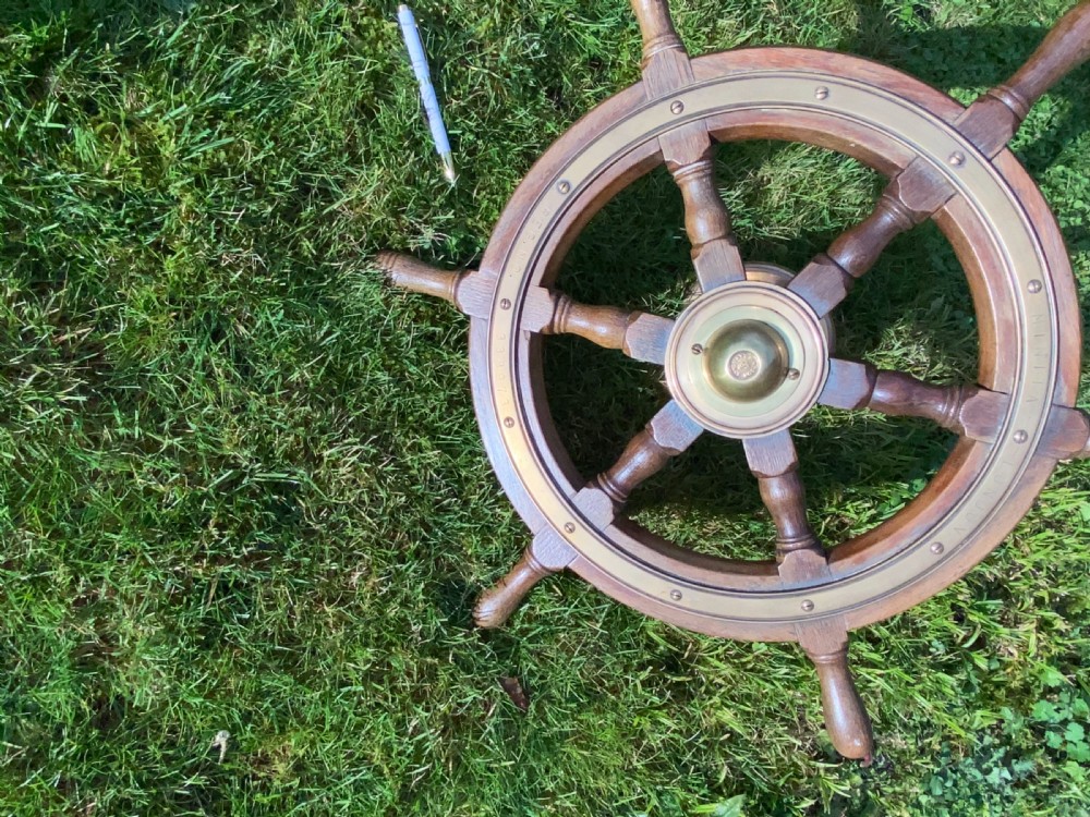Oak and brass ships wheel View VIII