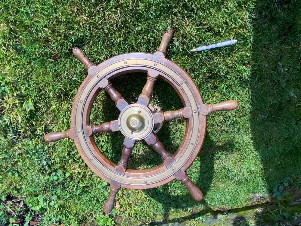 Oak and brass ships wheel View IX