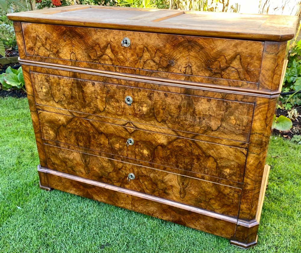 Burr walnut commode  View II