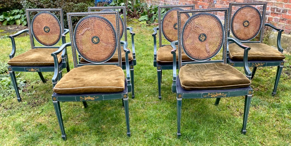 Set of six painted armchairs 