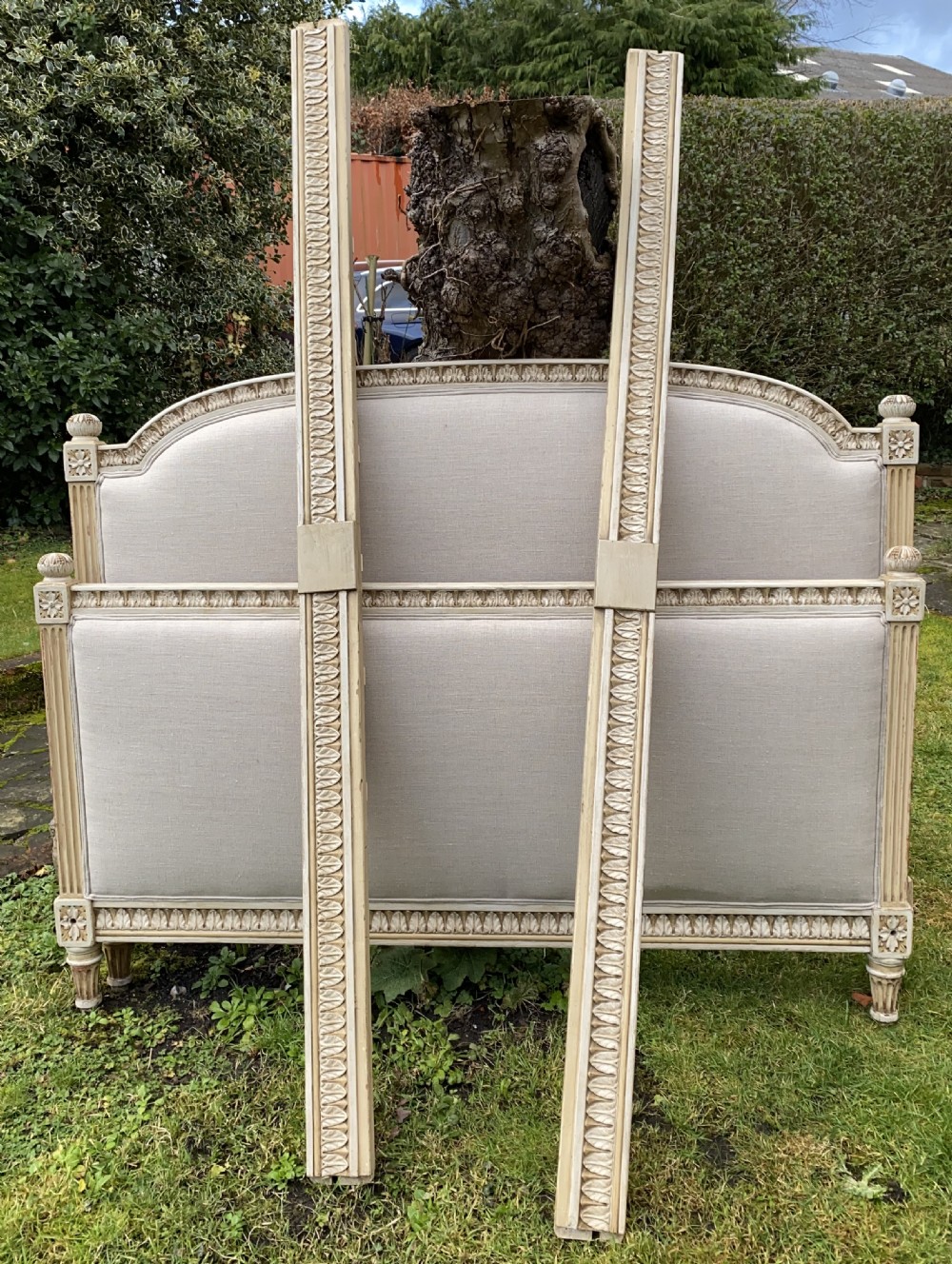 Kingsize French bed in original paint finish.