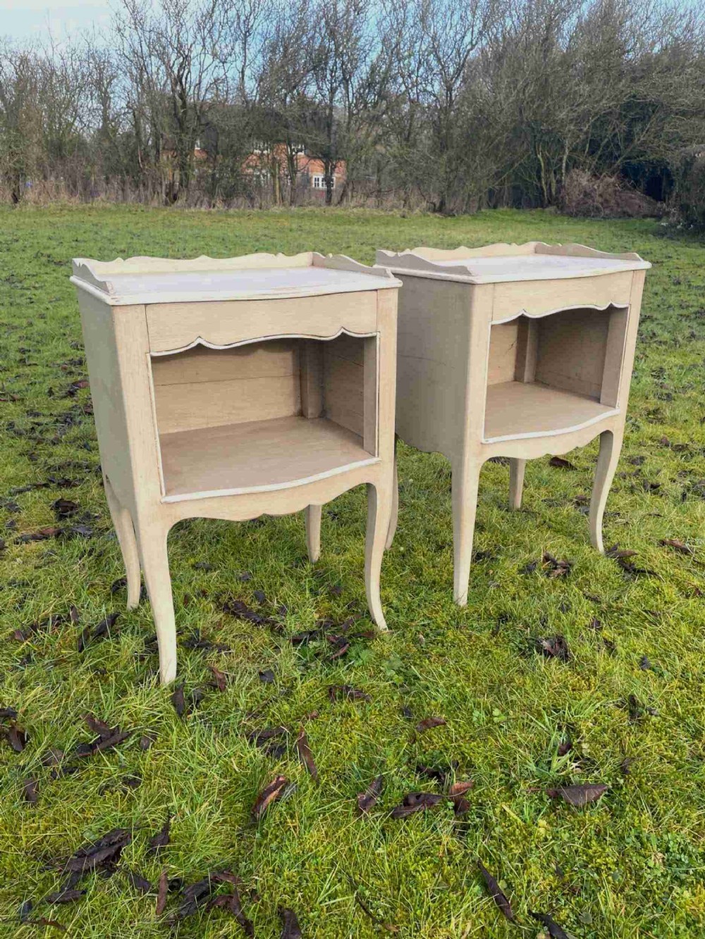 Pair of french painted bedside tables 