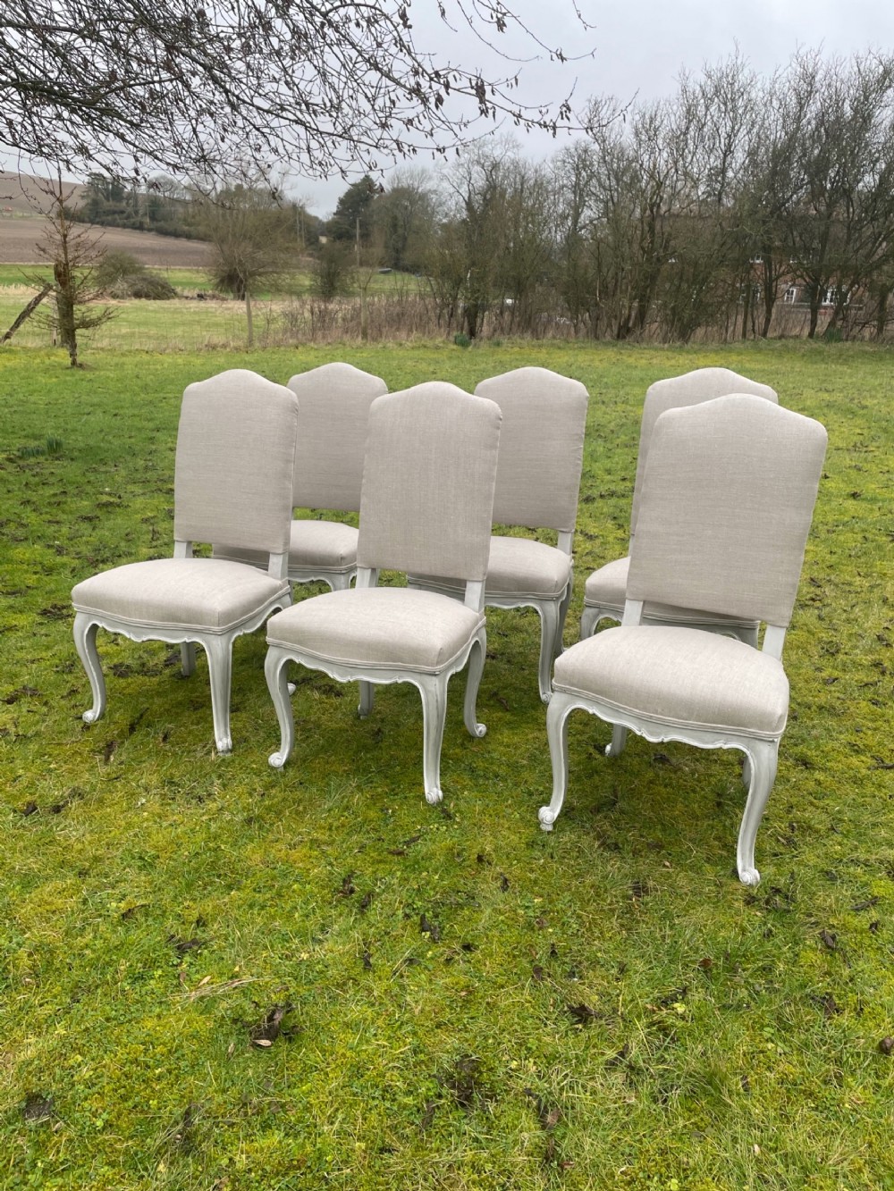 Lovely set of 6 french dining chairs 