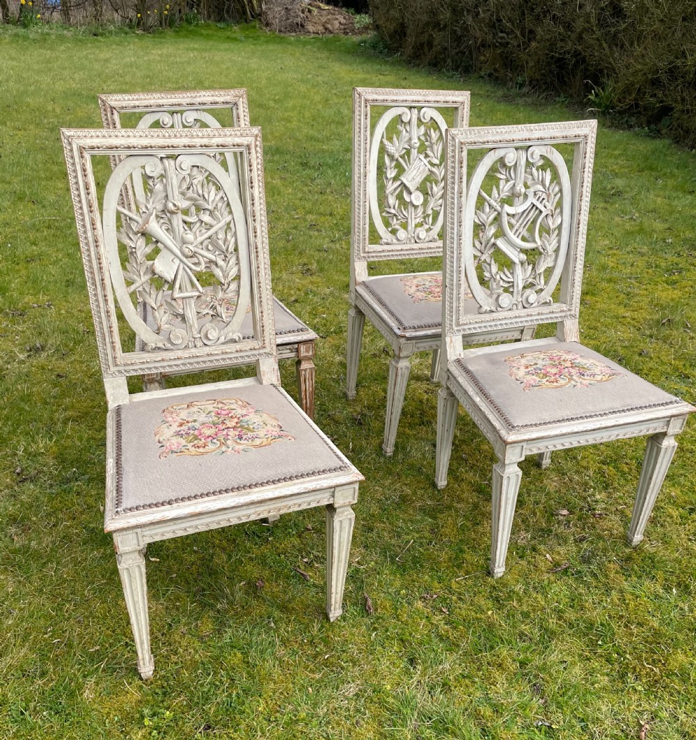 Rare set of 4 french music chairs 