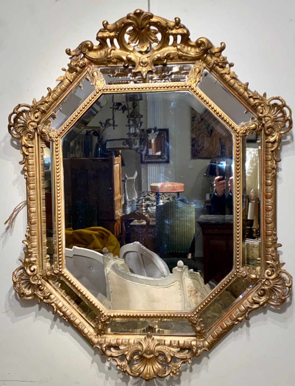 French gilt cushion mirror  View II
