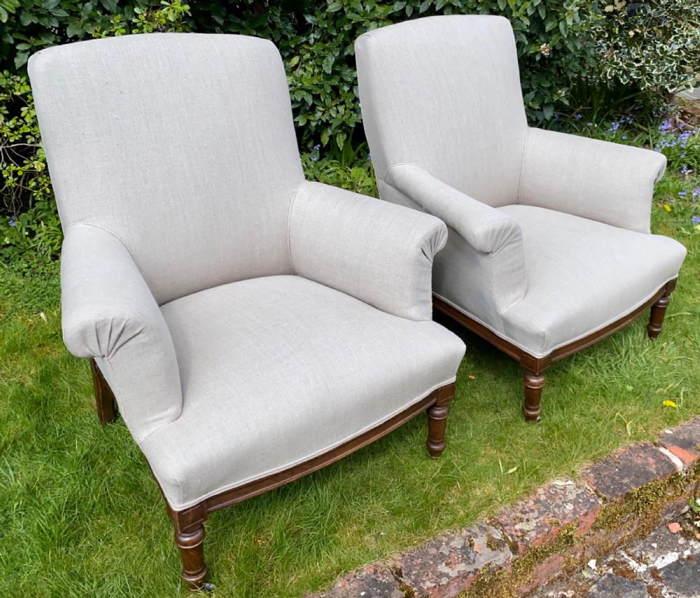 Pair of French upholstered armchairs  View II