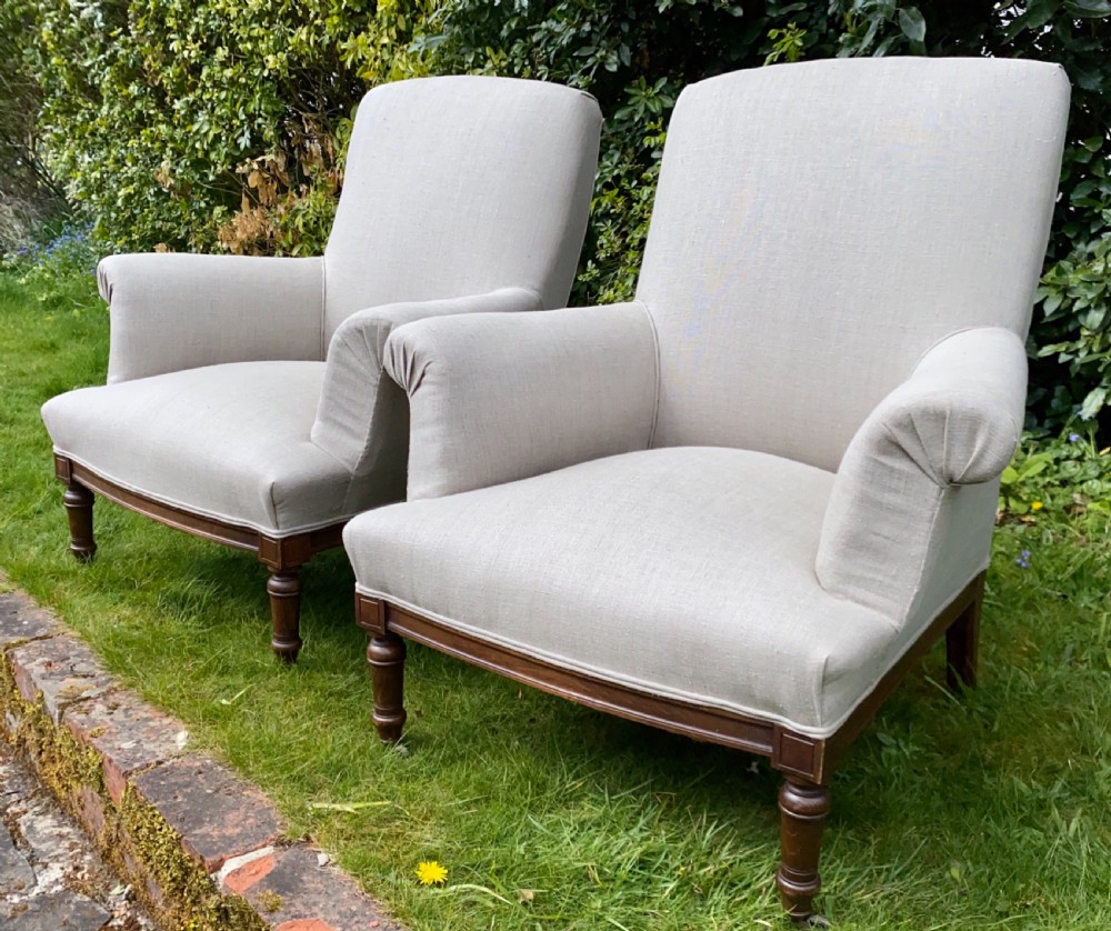 Pair of French upholstered armchairs  View III