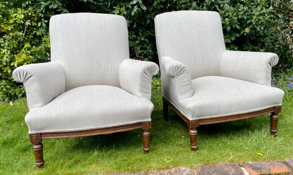 Pair of French upholstered armchairs  View IV