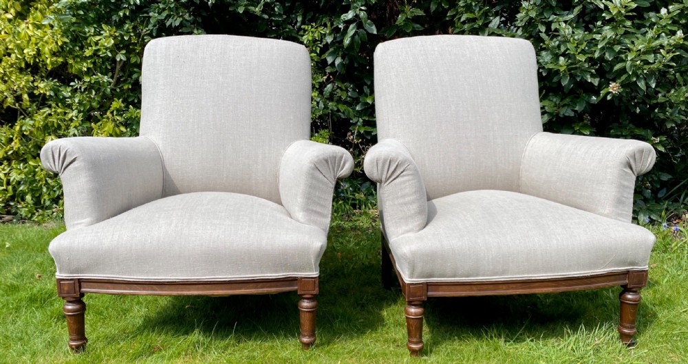 Pair of French upholstered armchairs  View VII