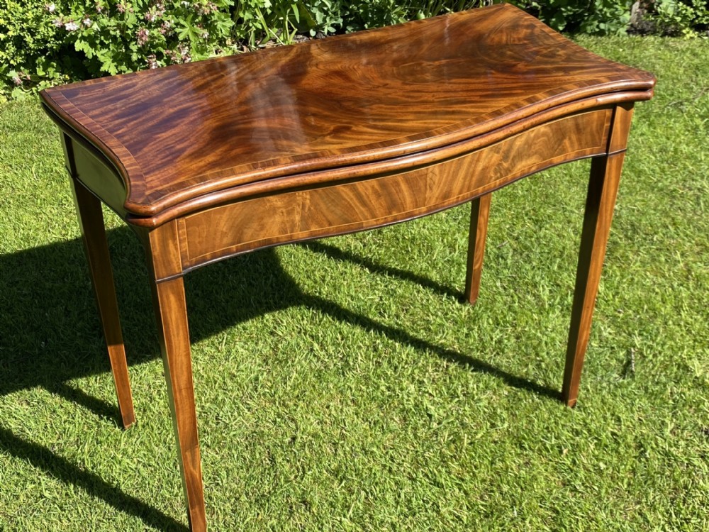 18th Century Serpentine fronted card table