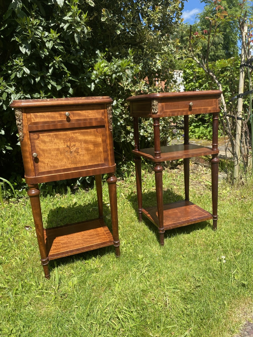 Pair of inlaid bedside tables 