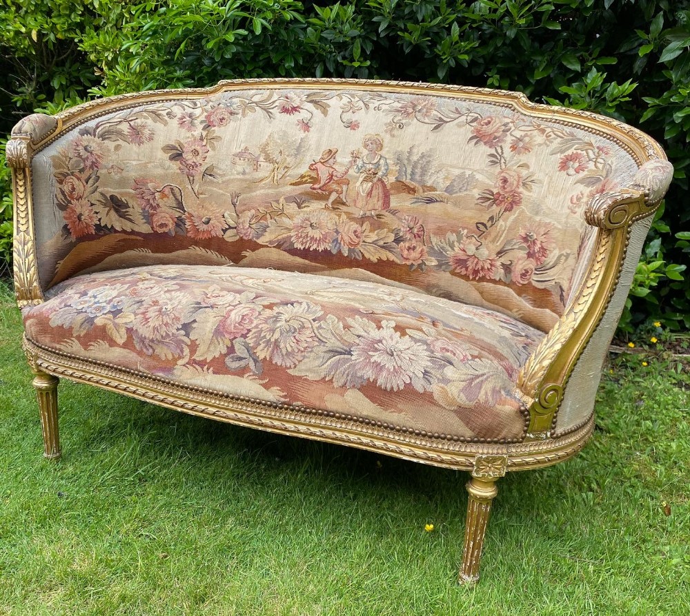 French gilt needlepoint sofa 