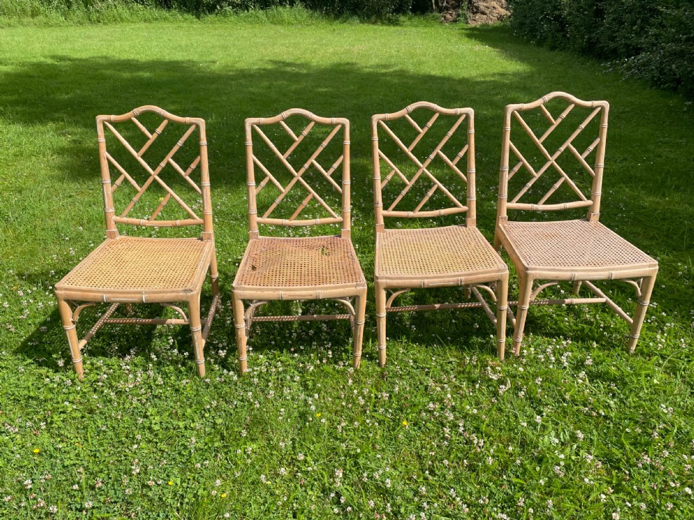A set of 4 Chinese Chippendale style faux bamboo chairs. View II