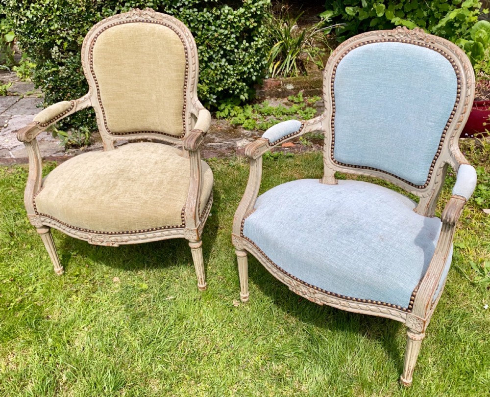 Pair of French painted armchairs  View II