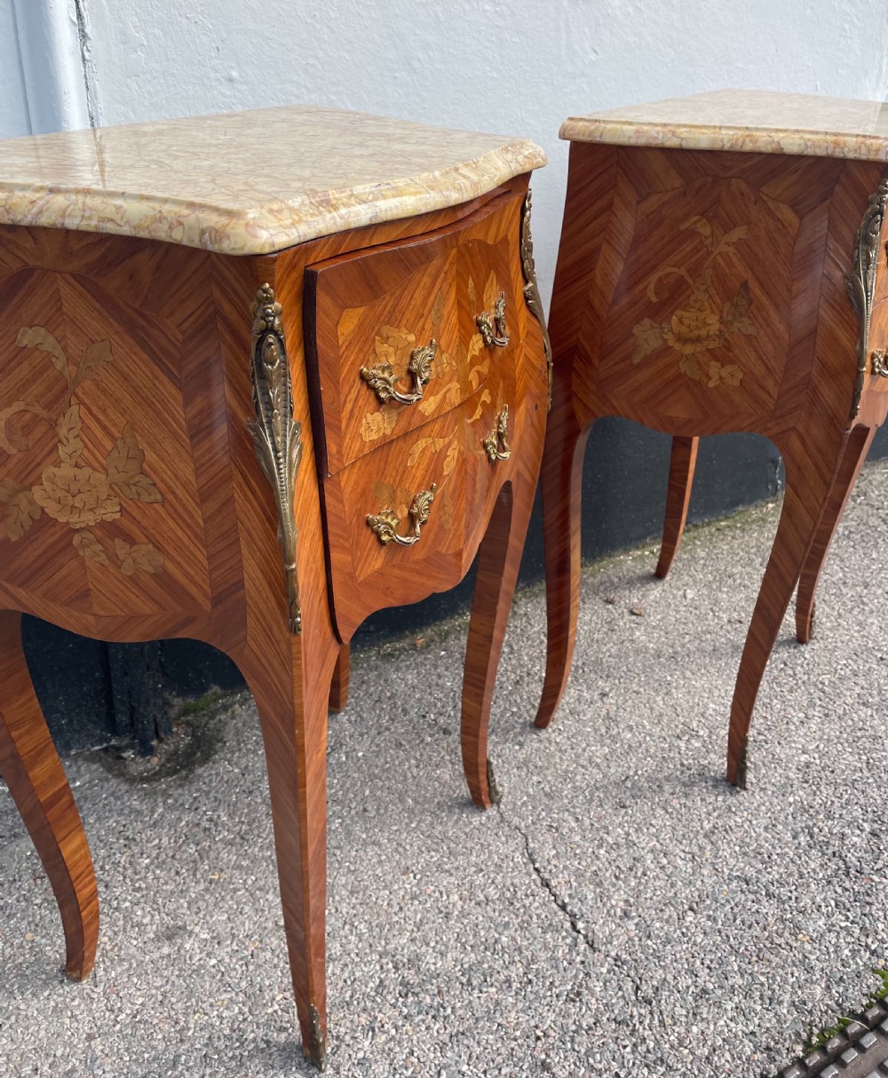 A Pair Of French Kingwood Bedside Tables  View V