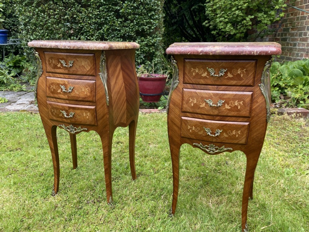 Pair of fine quality marquetry bedside tables 