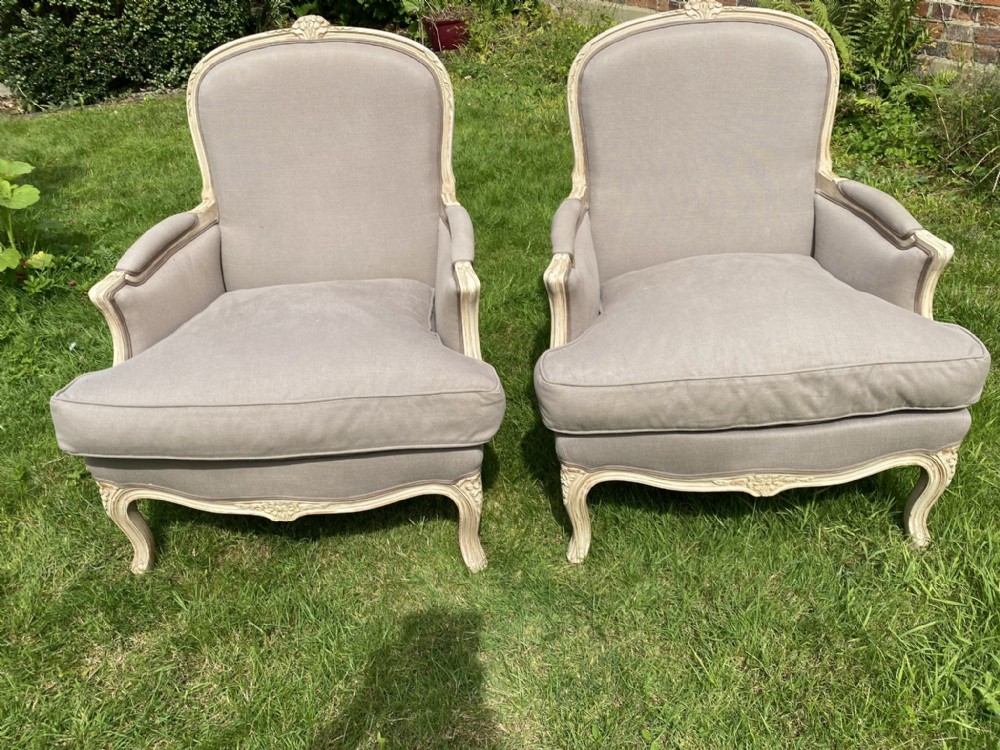 Pair of large Bergere armchairs 