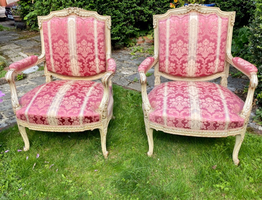 Pair of French painted armchairs 