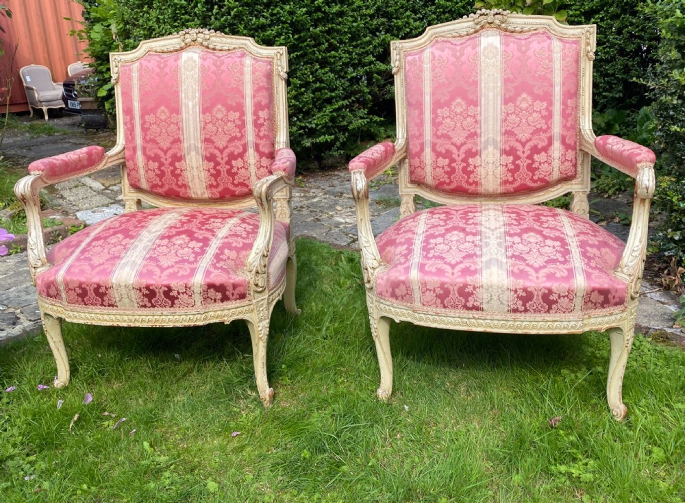 Pair of French painted armchairs  View II