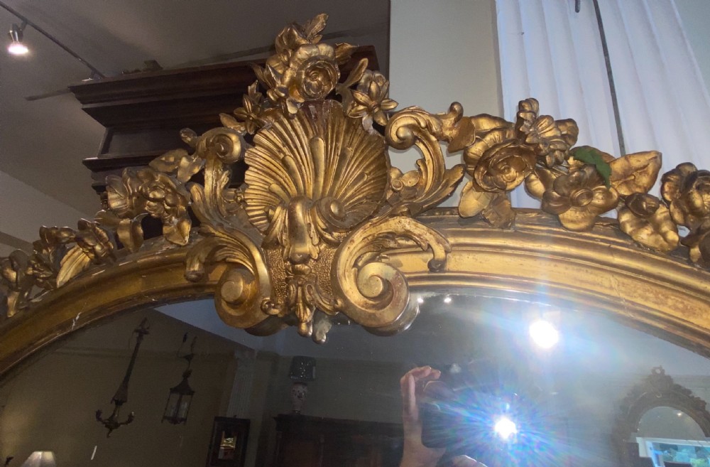 Very large arched mirror with scrolling flowers  View III