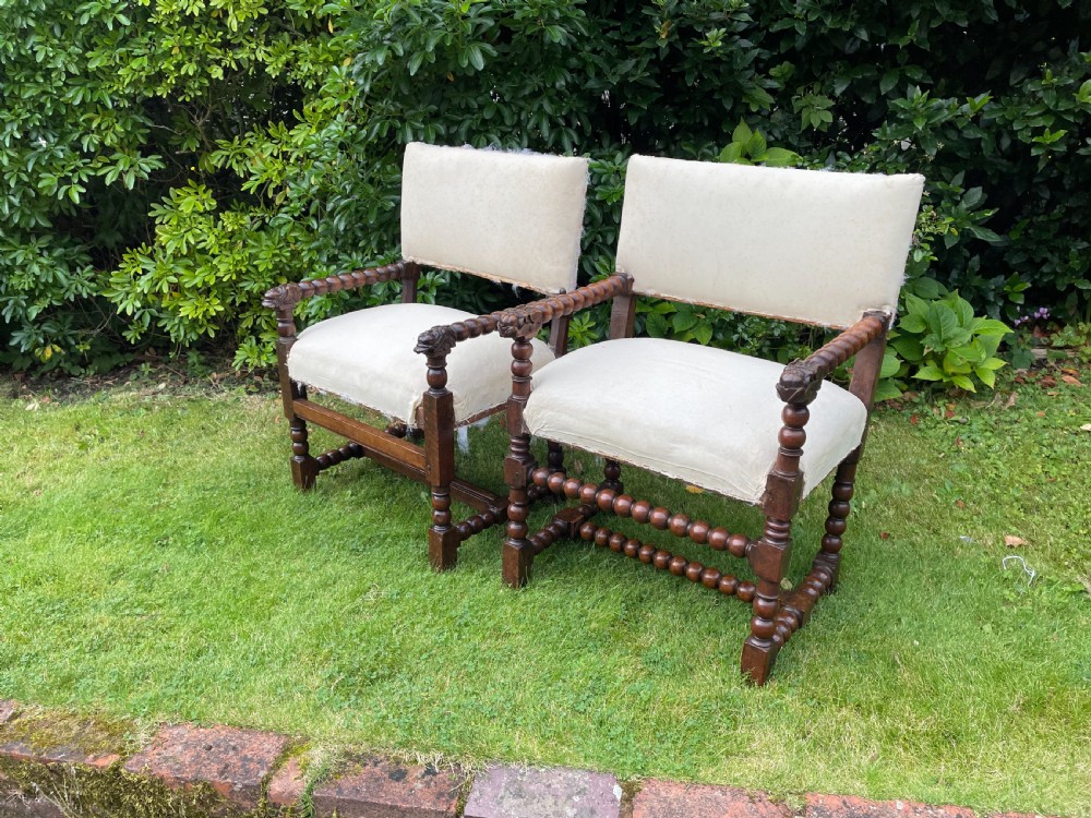Pair of French Walnut Armchairs circa 1700 View II