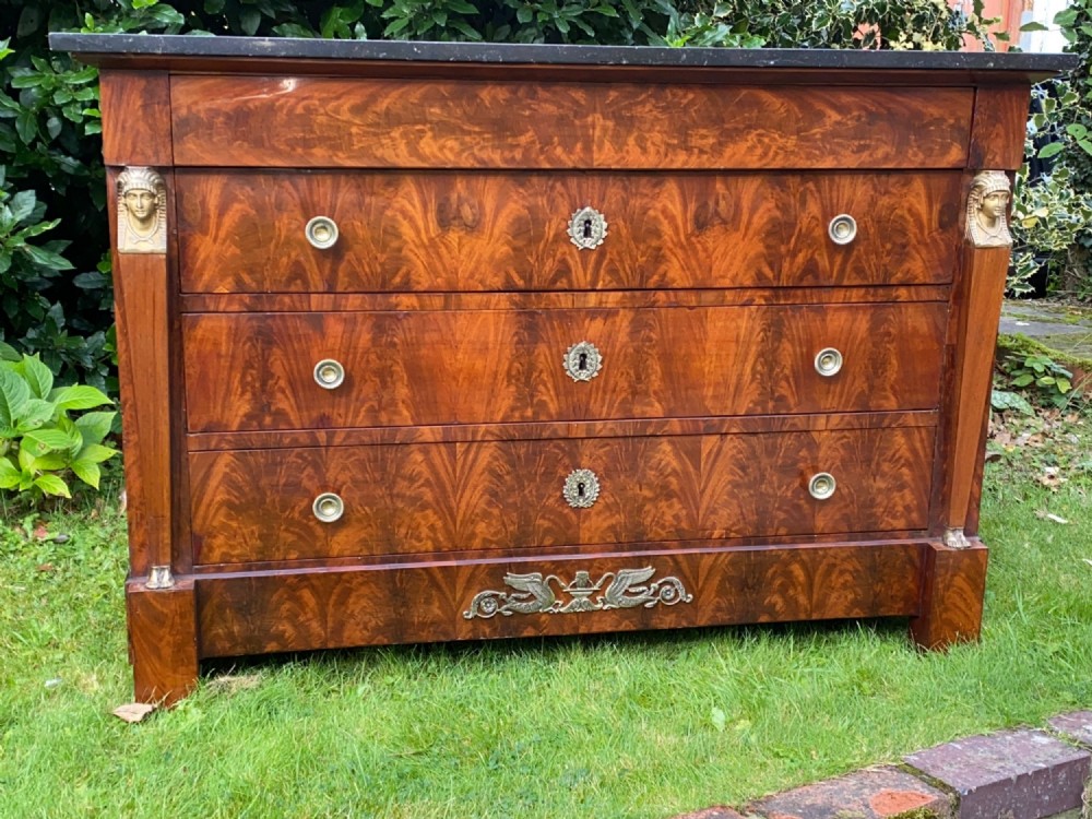 French Empire commode in flame mahogany 
