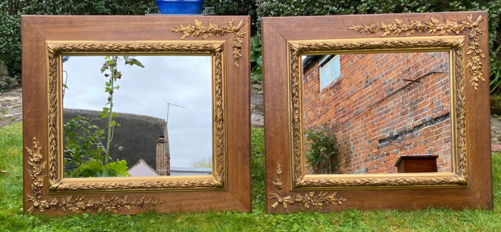 Pair of oak and gilt mirrors  View II
