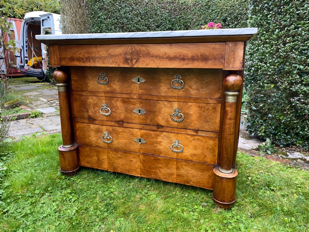 French Empire commode in figured walnut  View II