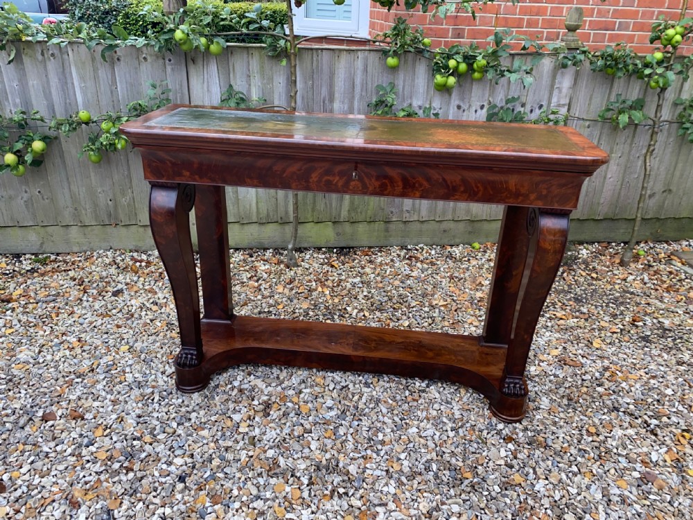 Large flame mahogany console table View III