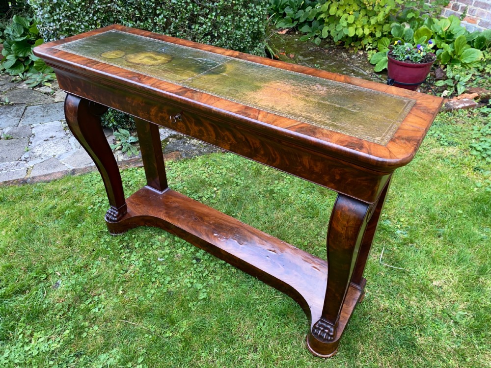 Large flame mahogany console table View IV