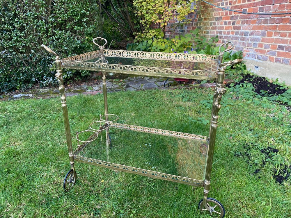 Brass and glass bar cart or drinks trolley  View VI