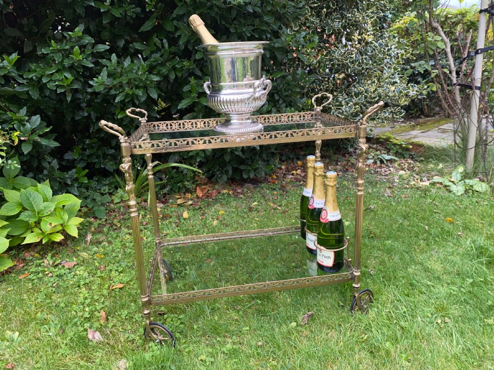 Brass and glass bar cart or drinks trolley  View VII