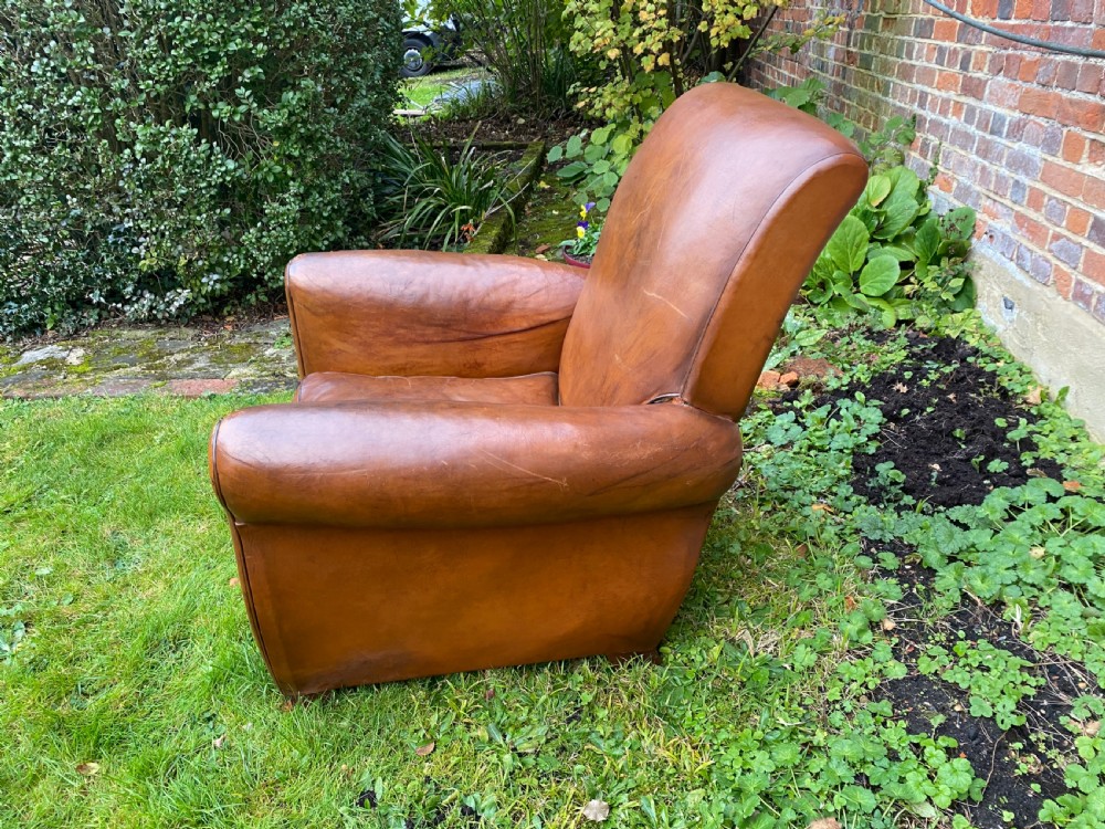Pair of French leather club chairs  View IV
