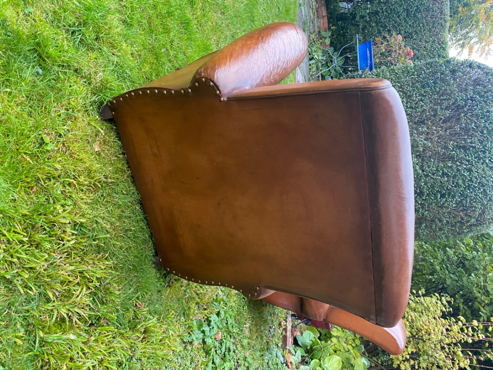 Pair of French leather club chairs  View V