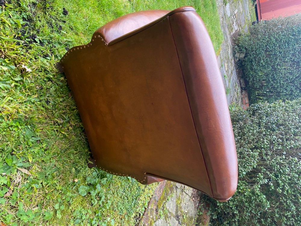 Pair of French leather club chairs  View VIII